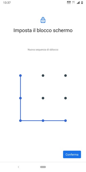 Disegna nuovamente la sequenza di sblocco e seleziona Conferma