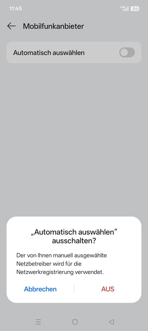 Wählen Sie AUS