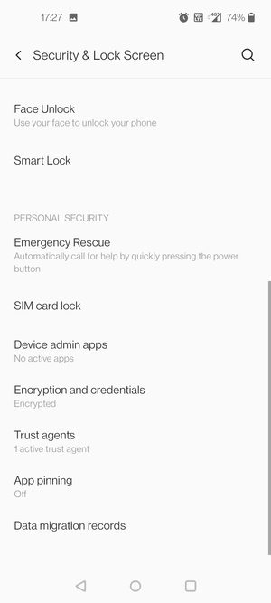 Scroll to and select SIM card lock