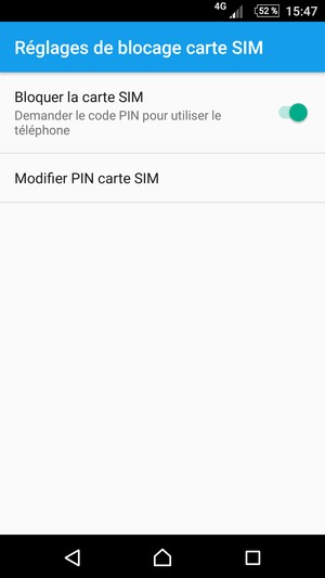 Sélectionnez Modifier PIN carte SIM