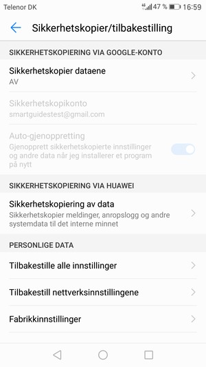 Velg Sikkerhetskopier dataene