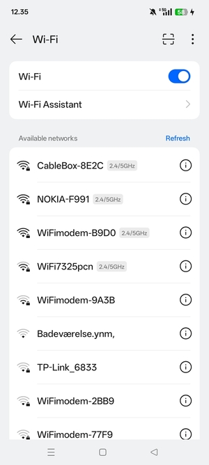 Select the wireless network you want to connect to