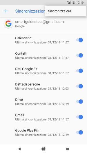 Seleziona Sincronizza ora