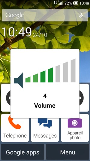 Maintenir appuyé pour baisser le volume au niveau requis