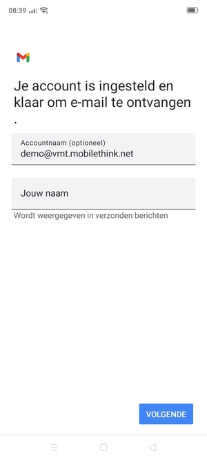 Geef uw account een naam en voer uw naam in. Selecteer VOLGENDE