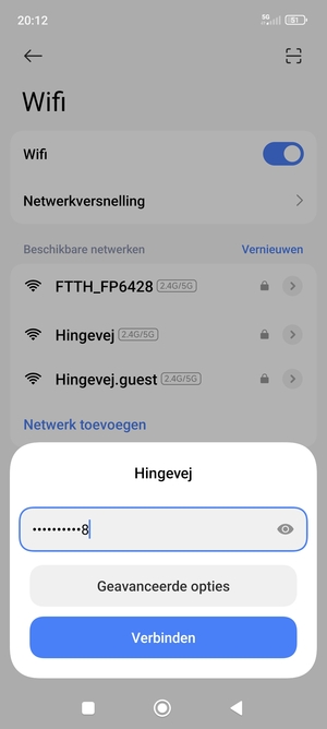 Voer het WiFi-wachtwoord in en selecteer Verbinden