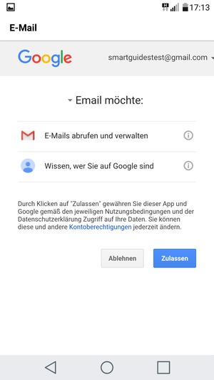 Wählen Sie Zulassen