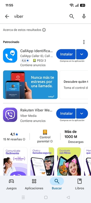 Seleccione la aplicación