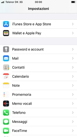 Scorri e seleziona Password e account