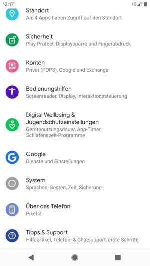 Scrollen Sie und wählen Sie System