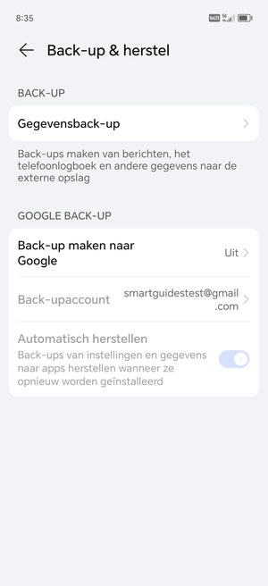 Selecteer Back-up maken naar Google