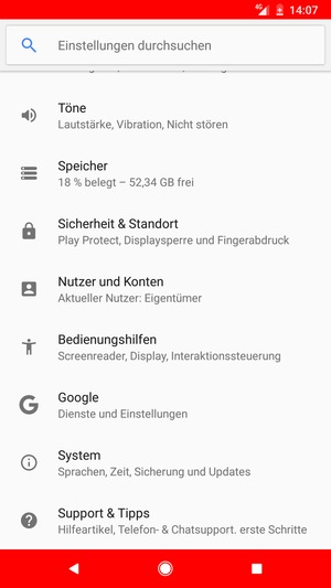 Scrollen Sie und wählen Sie Sicherheit & Standort