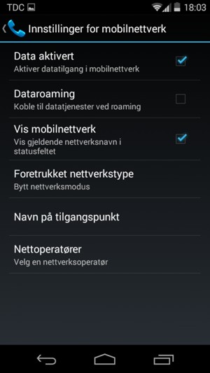 For å bytte nettverk hvis det oppstår nettverksproblemer, velg Nettoperatører