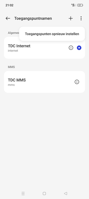 Selecteer Toegangspunten opnieuw instellen