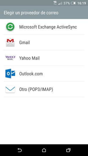 Seleccione Microsoft Exchange ActiveSync