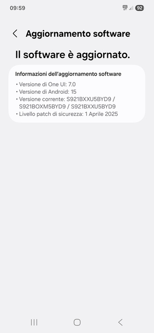 Se il tuo telefono è aggiornato, vedrai la seguente schermata
