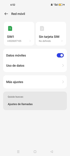 Seleccione SIM1 o SIM2