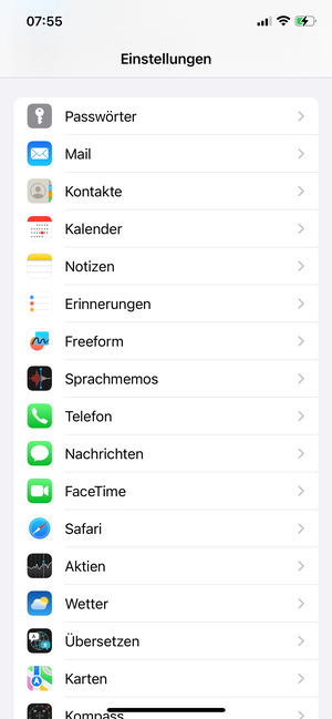 Scrollen Sie und wählen Sie Kontakte