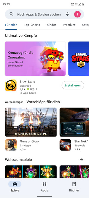 Wählen Sie die Suchleiste