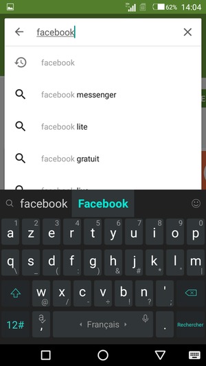Saisissez le nom de l'appli et sélectionnez Rechercher