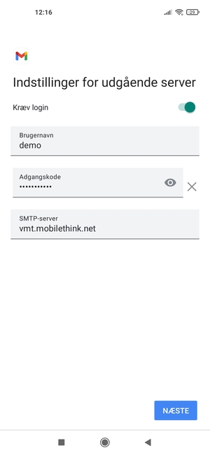Indtast udgående serveradresse