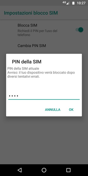 Inserisci PIN della SIM attuale e seleziona OK