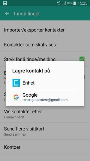 Velg din Google-konto