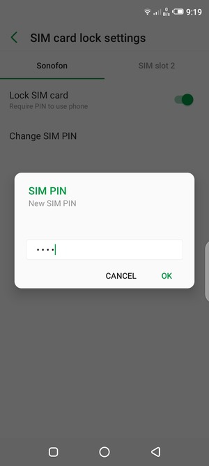 Enter your New SIM PIN and select OK