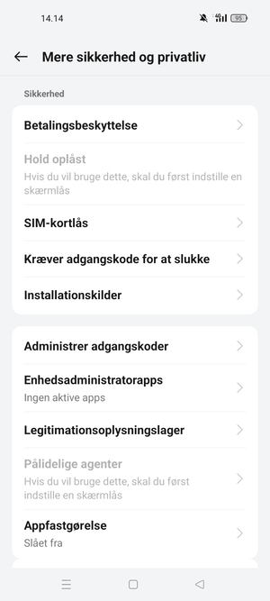 Scroll til og vælg SIM-kortlås