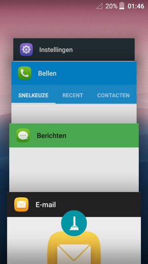 Selecteer het Verwijderen-pictogram om alle actieve apps te sluiten