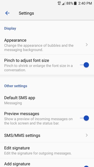 Select SMS/MMS settings
