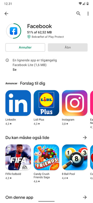 Afvent at installeringen er afsluttet