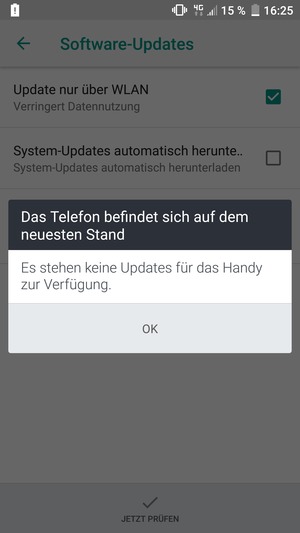 Falls Ihr Handy aktualisiert ist, wählen Sie OK