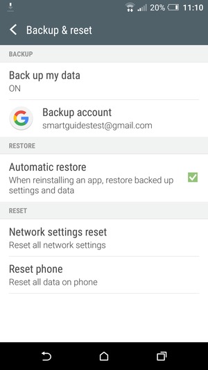 Select Backup account