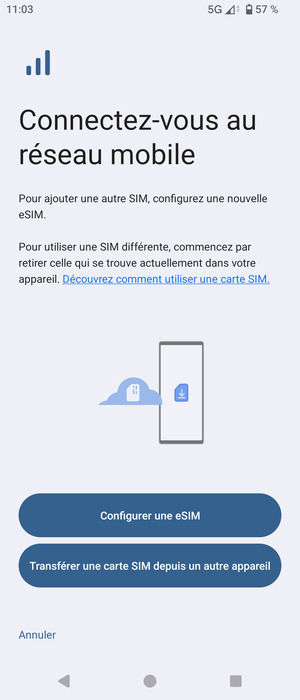 Sélectionnez Configurer une eSIM