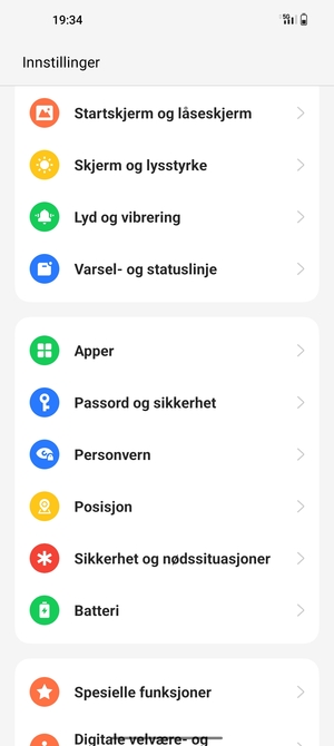 Bla til og velg Passord og sikkerhet