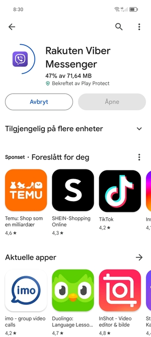 Vent til installasjonen er ferdig
