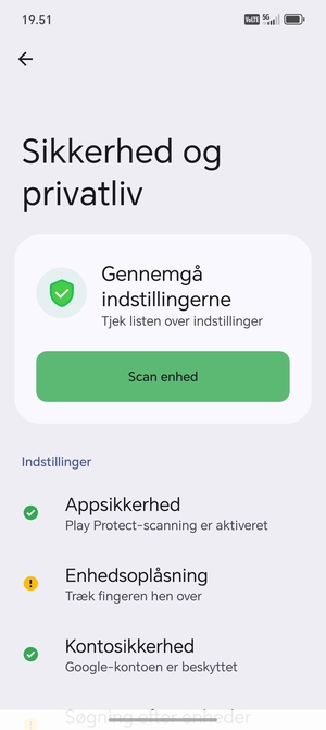 For at aktivere din skærmlås, gå til menuen Sikkerhed og personlige oplysninger og vælg Enhedsoplåsning