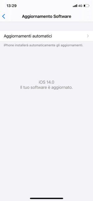 Se il tuo iPhone è aggiornato, vedrai la schermata seguente.