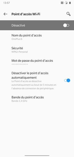 Sélectionnez Mot de passe du point d'accès