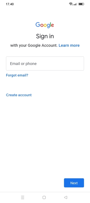 Enter your Gmail address and select Next