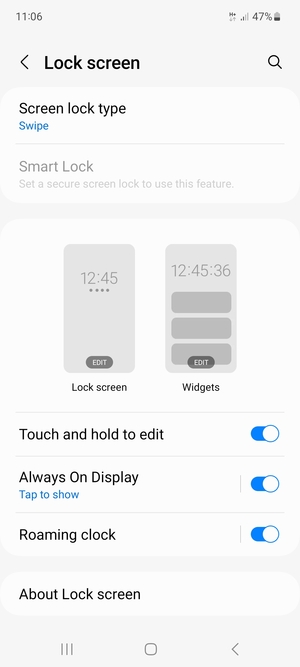 Select Screen lock type
