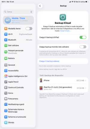 Seleziona Esegui il backup adesso