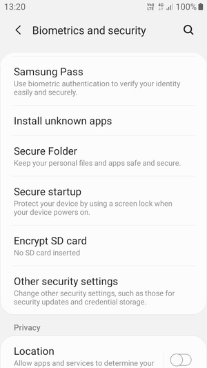 Scroll to and select Other security settings