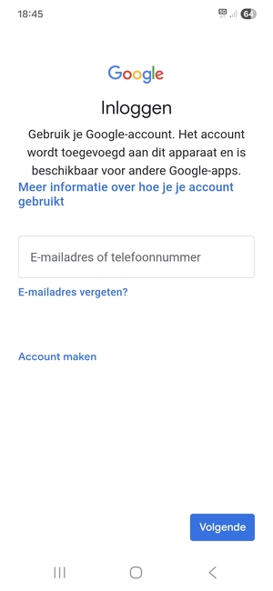 Voer uw Gmail adres in en selecteer Volgende