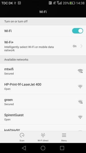 Select the wireless network you want to connect to