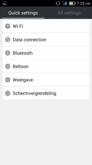 Selecteer Quick settings en Schermvergrendeling