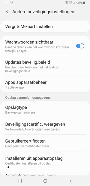 Selecteer Vergr SIM-kaart instellen