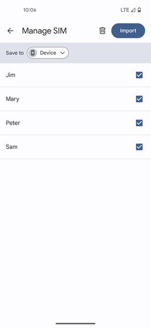 Select the v button