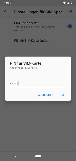 Geben Sie Alte PIN der SIM-Karte ein und wählen Sie OK
